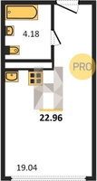Продажа однокомнатной квартиры 22.96/19.04/19.04 16/24 Обрывная ул, д. 132/1/4 Корпус 4