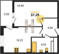 Продажа однокомнатной квартиры 37.28/14.40/12.21 7/7 Николая Кондратенко ул, Корпус 9