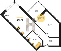 Продажа однокомнатной квартиры 54.75/15.50/21.60 1/12 Ветеранов ул, д. 85, корп. 5 Корпус 2