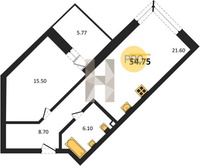 Продажа однокомнатной квартиры 54.75/15.50/21.60 1/12 Ветеранов ул, д. 85, корп. 5 Корпус 2