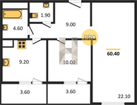 Продажа двухкомнатной квартиры 60.40/32.10/9.20 4/8 1-й Лиговский прд., Корпус 5