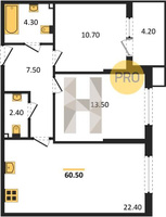 Продажа двухкомнатной квартиры 65.00/24.20/22.40 2/18 Героя Пешкова ул, Корпус 28 (уч. 894)