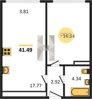 Продажа однокомнатной квартиры 41.49/14.54/17.77 17/24 Обрывная ул, д. 132/1/4 Корпус 4
