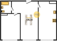 Продажа двухкомнатной квартиры 64.28/33.47/17.70 17/24 Обрывная ул, д. 132/1/4 Корпус 4