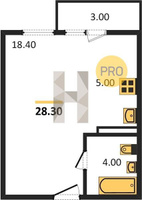 Продажа однокомнатной квартиры 28.30/18.40/5.00 4/20 им. Мурата Ахеджака ул, д. 12/8 Корпус 20