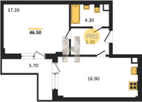 Продажа однокомнатной квартиры 46.50/17.20/16.90 1/7 Круговая ул, д. 4/1/4 Корпус 4