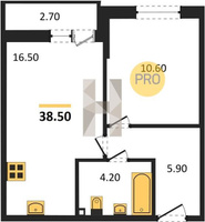 Продажа однокомнатной квартиры 38.50/10.60/16.50 2/16 Южное сияние мкр., Корпус 26