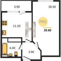 Продажа однокомнатной квартиры 39.80/18.40/11.10 24/24 Колхозная ул, д. 3 Корпус 3