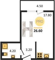 Продажа однокомнатной квартиры 26.60/17.80/17.80 1/24 им. Героя Георгия Бочарникова ул, д. 2/1 Корпус 1