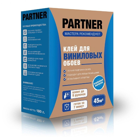 Клей обойный Partner 9 для виниловых обоев 180гр