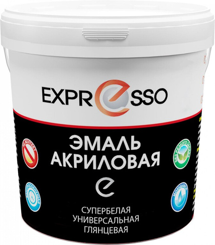 Эмаль акриловая глянцевая универсальная EXPRESSO супербелая 1 кг