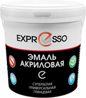 Эмаль акриловая глянцевая универсальная EXPRESSO супербелая 1 кг