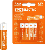 Элемент питания LR03 AAA Alkaline 1,5V BP - 4 шт TDM