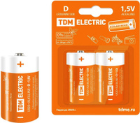 Элемент питания LR20 D Alkaline 1,5V BP - 2 шт TDM