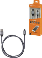 Дата-кабель, ДК 10, USB - micro USB, 1м, тканевая оплетка, серый, TDM