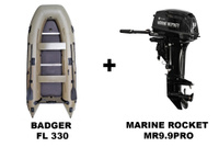 Лодка ПВХ BADGER FL 330 + 2х-тактный лодочный мотор MARINE ROCKET MR9.9PRO Badger + Marine Rocket