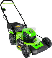 Greenworks Газонокосилка аккумуляторная GreenWorks GD60LM46HPK4 с АКБ 4 А/ч и ЗУ (PRC, BL 60В, 46 см, сталь, 3 в 1, 60 л