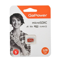 Карта памяти MicroSD 128GB Class10 UHS-I (U3) 100 МБ/сек V30 без адаптера GoPower