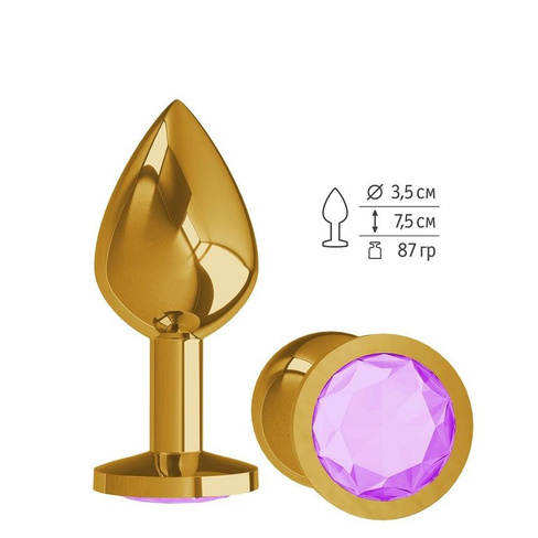 Сумерки Богов - Золотистая средняя пробка с кристаллом, 8,5х3,5 см. (сиреневый)