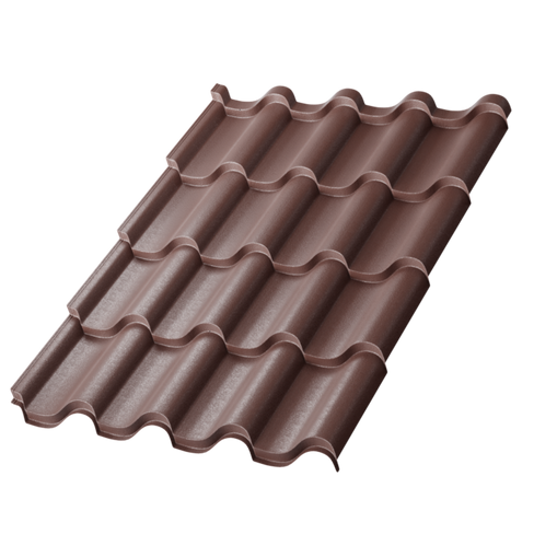 Металлочерепица МОНТЕРРОСА VikingMP Е 0,5 мм, RAL 8017 шоколадно-коричневый