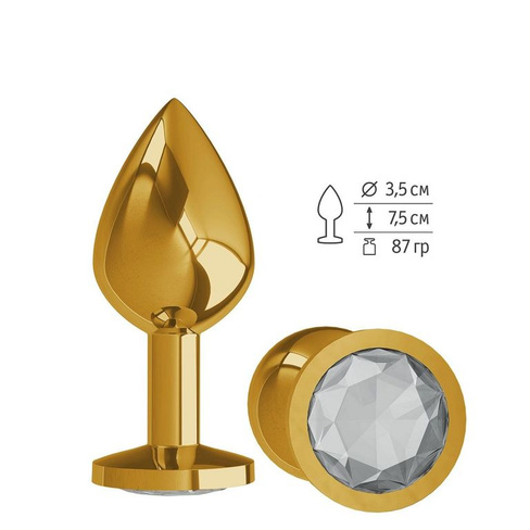 Сумерки Богов - Золотистая средняя пробка с кристаллом, 8,5х3,5 см. (прозрачный)