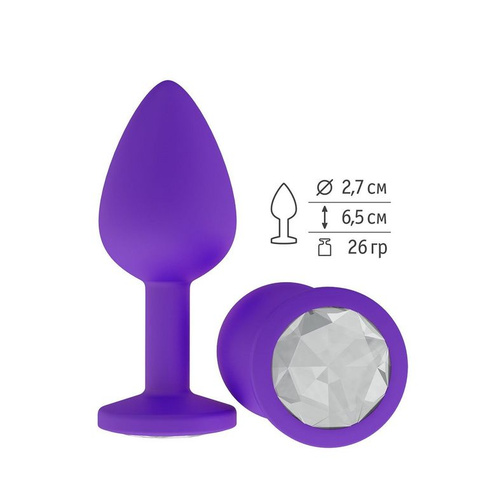 Сумерки Богов - Фиолетовая силиконовая пробка с кристаллом, 7,3х2,7 см (прозрачный)