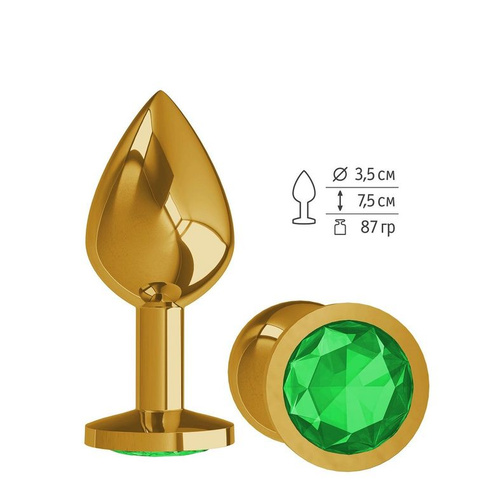 Сумерки Богов - Золотистая средняя пробка с кристаллом, 8,5х3,5 см. (зеленый)