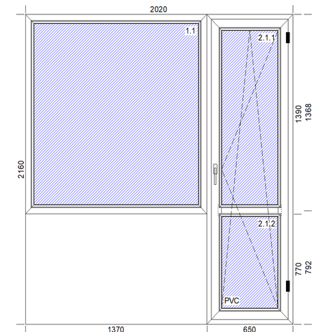 Балконный блок 2020*2160 Knipping 70 мм