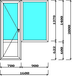 Балконный блок Мелке Смарт 1600х2000 мм.с поворотной дверью (низ - сэндвич)