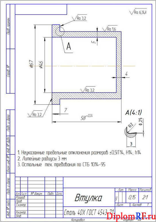 Бронзовая втулка чертеж