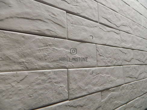 Клинкерная декоративная плитка рельефная, белая, гипс, 240х60 мм,10 мм