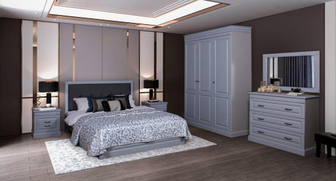 Спальня Анастасия с 3 дверным шкафом Серый матовый СКФМ
