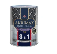 Грунт-эмаль 3 в1 по ржавчине быстросохнующая матовая шоколад AKRIMAX-PREMI