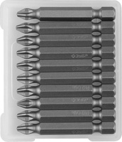 Биты ″Мастер″ кованые, хромомолибденовая сталь, тип хвостовика E 1/4″, PH2, 50 мм, 10 шт ЗУБР
