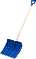 Снеговая лопата АЛЯСКА 490 мм пластиковая с алюминиевой планкой деревянный черенок V-ручка ЗУБР