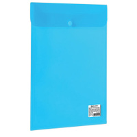 Папка-конверт с кнопкой BRAUBERG вертикальная А4 до 100 листов прозрачная синяя 015 мм 224977
