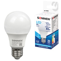 Лампа светодиодная SONNEN 10 85 Вт цоколь Е27 груша нейтральный белый свет 30000 ч LED A60-10W-4000-E27 453696