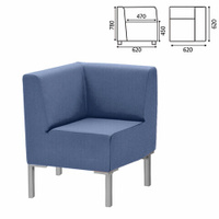 Кресло мягкое угловое Хост М-43 620х620х780 мм без подлокотников экокожа голубое