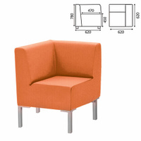 Кресло мягкое угловое Хост М-43 620х620х780 мм без подлокотников экокожа оранжевое