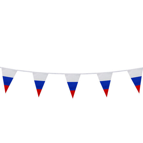 Гирлянда из флагов России длина 5 м 10 треугольных флажков 20х30 см BRAUBERG/STAFF 550186 RU27