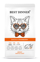Корм Best Dinner для кошек, для ухода за кожей и шерстью, с уткой и клюквой (400 г)