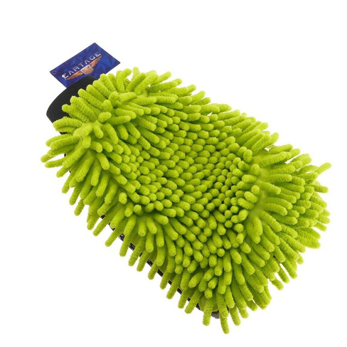Варежка для мытья авто cartage, 25×19 см, двухсторонняя, зелено-серая Cartage