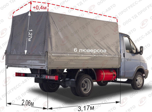 Тент Газель база 3.17 м., +40 серый 007091