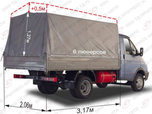 Тент Газель база 3.17 м., +50 серый 003805