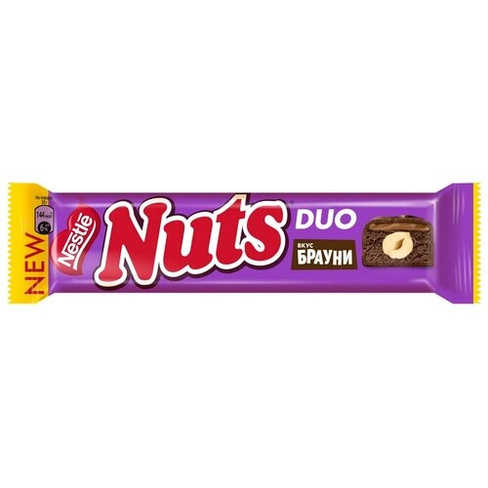 Батончик Nuts Duo с фундуком со вкусом брауни, 60 г