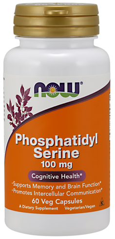 Фосфатидилсерин (для мозга), 100 мг, 60 капсул, годен до 09.2024 NOW