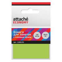 Стикеры Attache Economy 38x51 мм неоновые зеленые (1 блок на 100 листов)