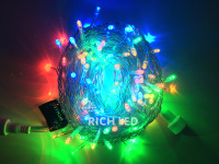 Светодиодная гирлянда Rich LED 10 м, 100 LED, 24 В, соединяемая, мульти, прозрачный провод