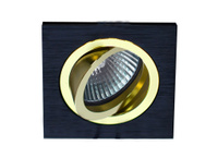 Donolux светильник встраиваемый, повор квадрат, MR16,D92х92 H54, max 50w GU5,3, золото/чёрный серия SA1509