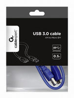 Шнур USB (A)шт. - 5 pin micro USB (B) шт. 0,5м USB 3.0 "Cablexpert"